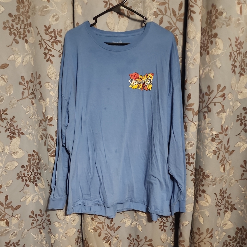 Blue Graphic Long Sleeve Top